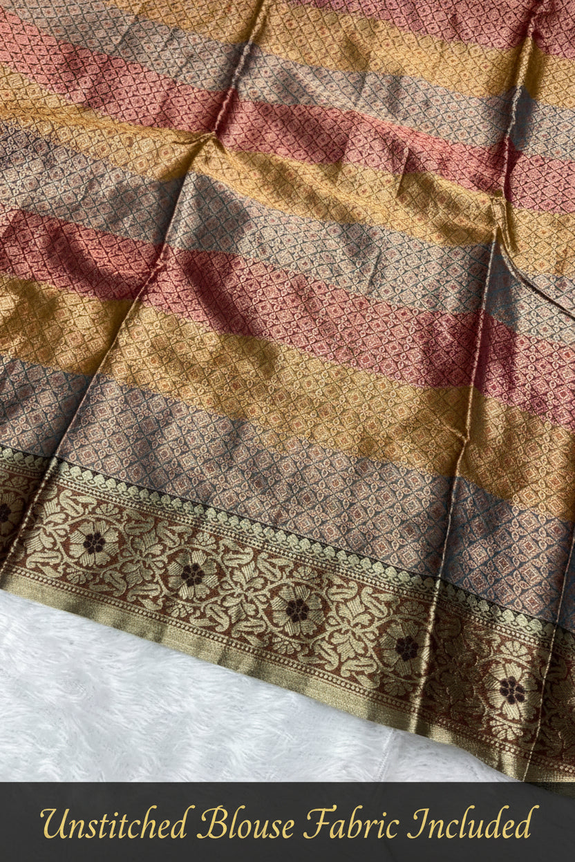 Organza Saree | Swarovski & Moti Work | Wedding — Multicolour Patchwork