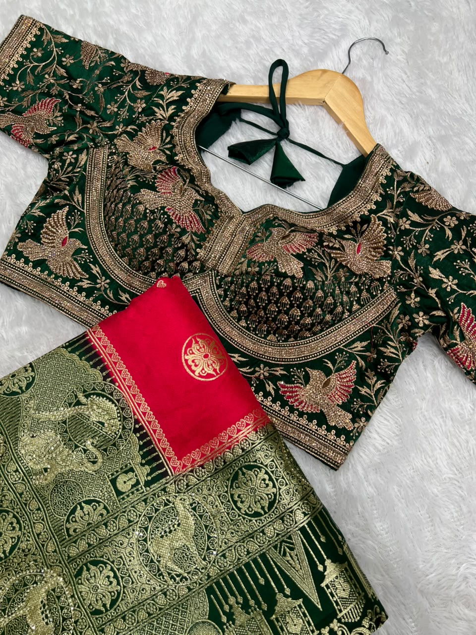 Anula Nexus Heritage Zarkhan Designer Viscose Satin Saree With Embroidered Ready Blouse & Matching Unstitched Blouse Piece-4