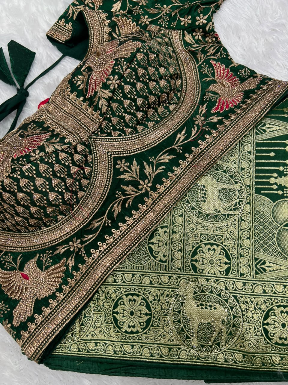 Anula Nexus Heritage Zarkhan Designer Viscose Satin Saree With Embroidered Ready Blouse & Matching Unstitched Blouse Piece-5