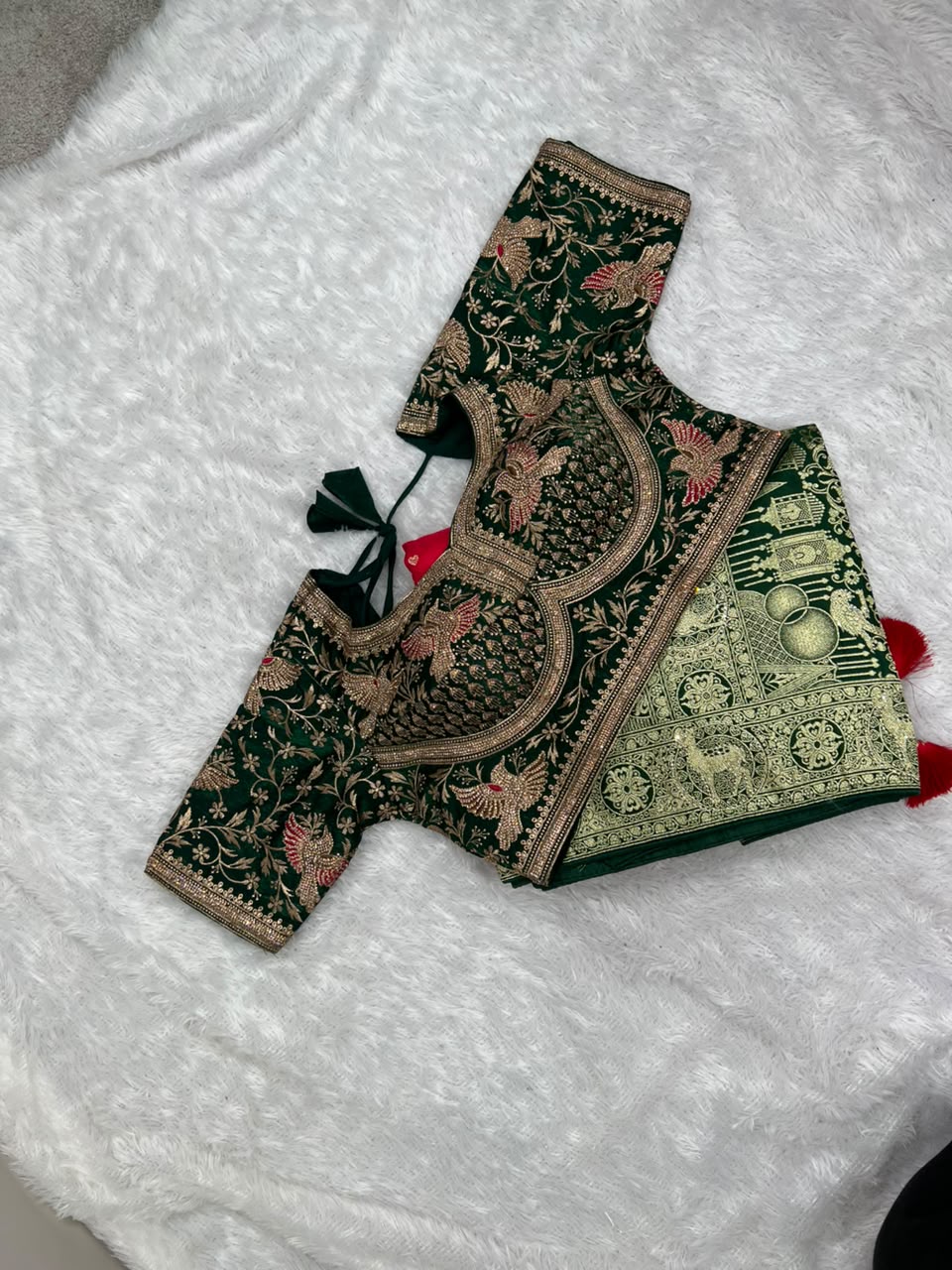 Anula Nexus Heritage Zarkhan Designer Viscose Satin Saree With Embroidered Ready Blouse & Matching Unstitched Blouse Piece