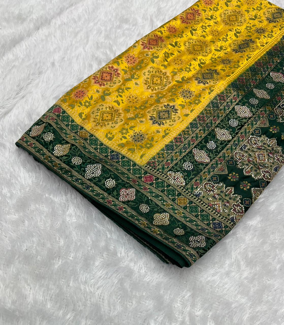 Anula Nexus Kashmiri Satin Designer Saree With Rich Woven Pallu & Unstitched Blouse | Traditional Party Wear Saree-5