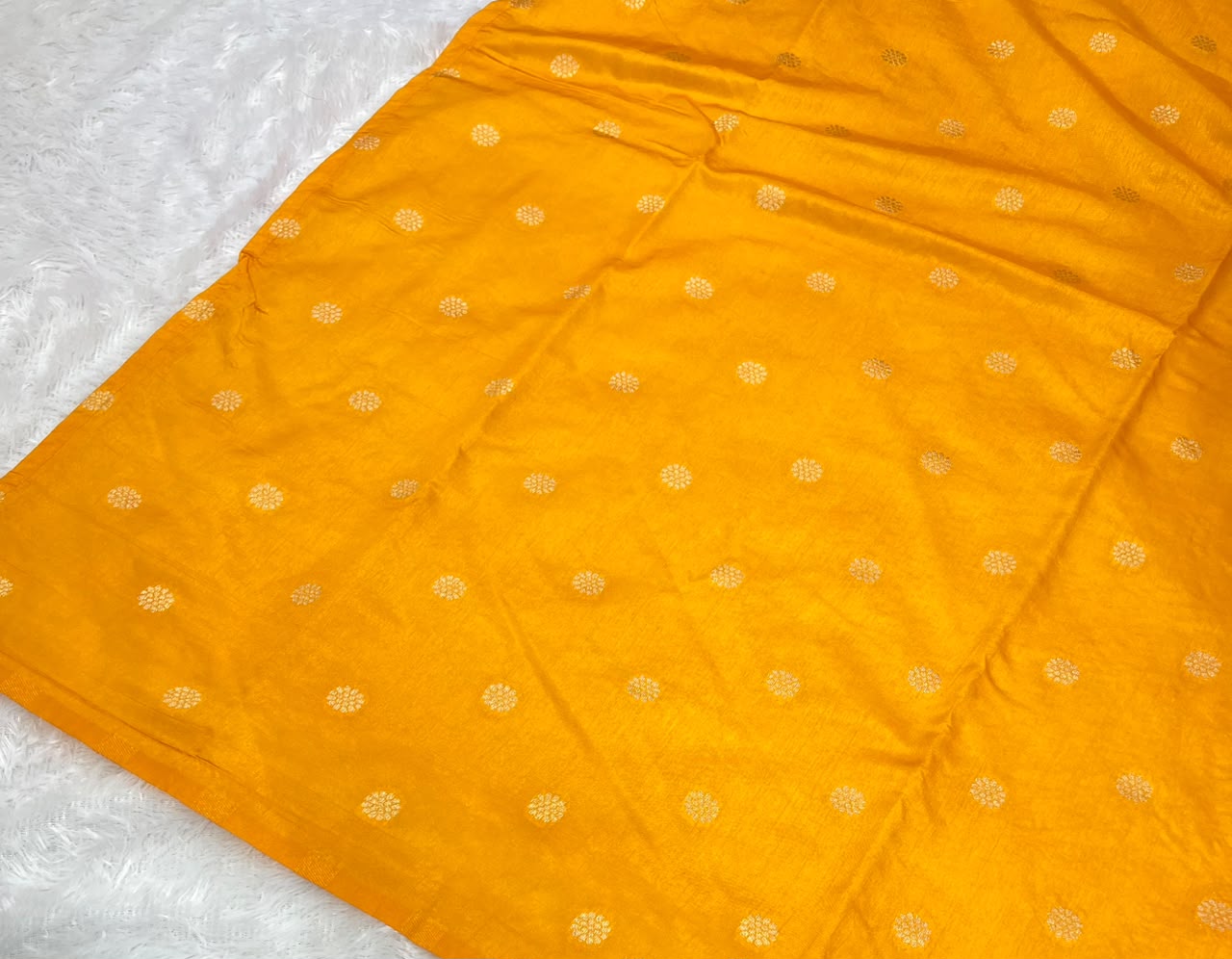 Anula Nexus Premium Linen Zarkhan Handwork Saree With Fully Stitched Designer Blouse – Mustard Orange-11