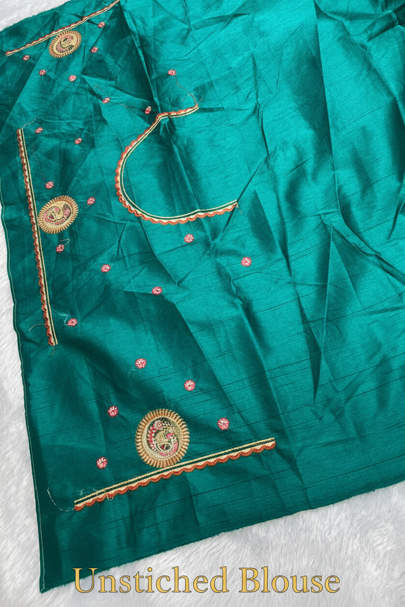 Anula Nexus Premium Satin Saree For Women | Wine Purple & Emerald Green Heavy Embroidery Designer Saree With Swarovski, Zarkhan & Sequins Work | Unstitched Blouse Piece-1