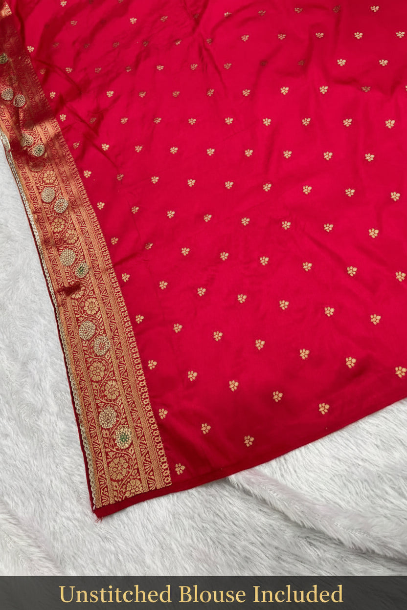 Anula Nexus Premium Viscose Bandhani Saree For Women | Rani Pink Designer Saree With Heavy Zarkhan Work & Tassels | Wedding & Festive Wear | Unstitched Blouse Piece-1