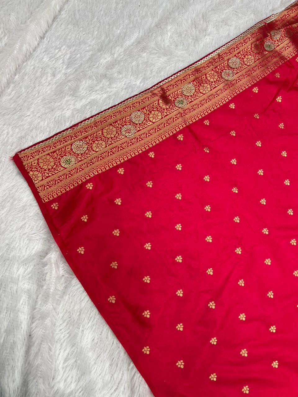 Anula Nexus Premium Viscose Bandhani Saree For Women | Rani Pink Designer Saree With Heavy Zarkhan Work & Tassels | Wedding & Festive Wear | Unstitched Blouse Piece-7