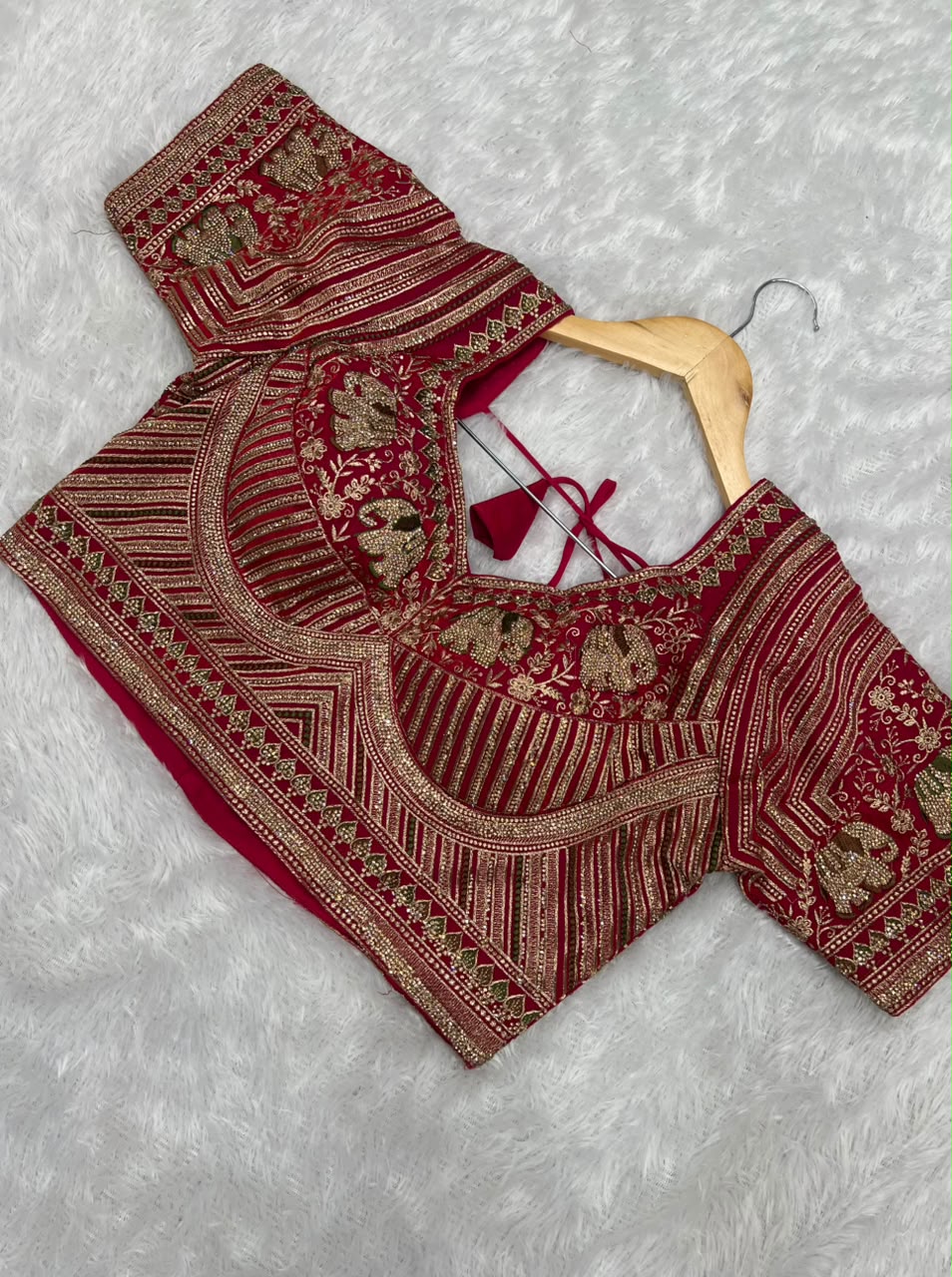 Anula Nexus Red White Zarkhan Woven Viscose Satin Saree With Stitched Designer Blouse and Unstitched Blouse Piece-9