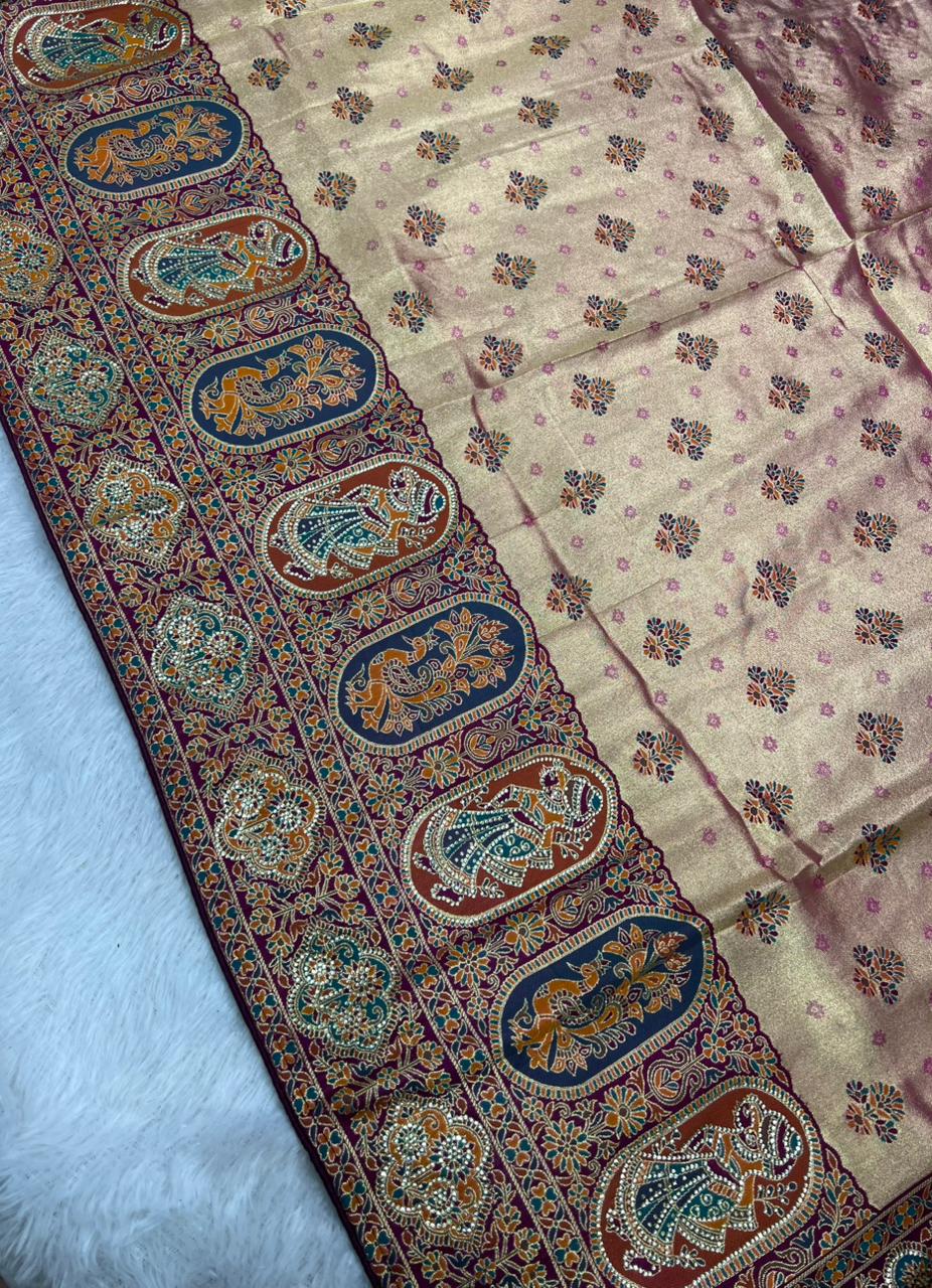 Anula_Nexus_Royal_Wine_Gold_Position_Tissue_Saree_With_Heritage_Motifs_Designer_Woven_Border_Tassel_Pallu_Unstitched_Blouse_Piece-9