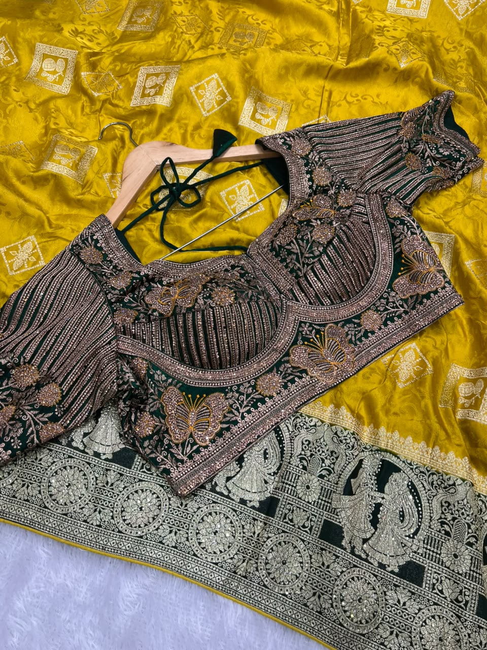 Royal Zarkhan Viscose Saree With Embroidered Stitched Blouse - Anula Nexus