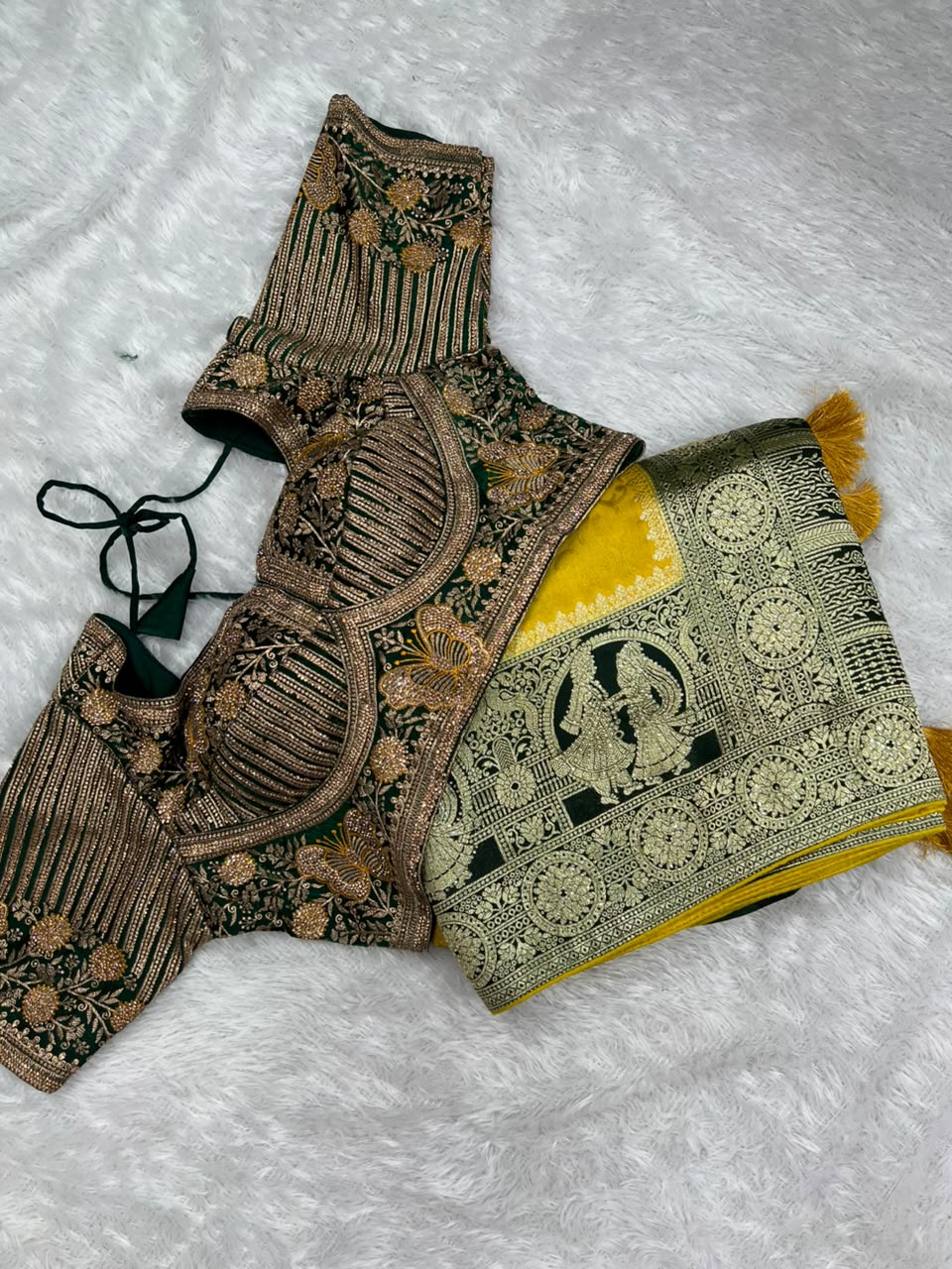 Royal Zarkhan Viscose Saree With Embroidered Stitched Blouse - Anula Nexus